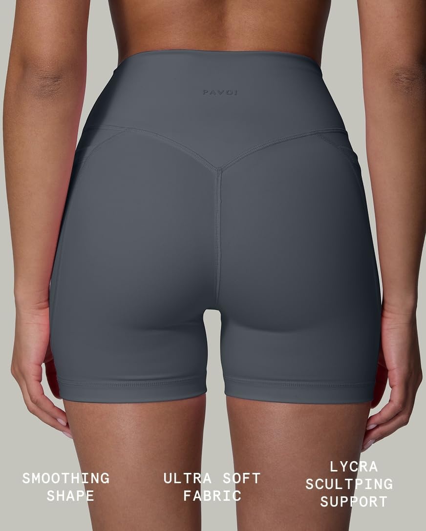 image:imagePAVOI ACTIVE Yoga Shorts for Women High Waisted Gym Shorts Buttery Soft Biker Workout Shorts 4 amp 6 Compression FitThunder