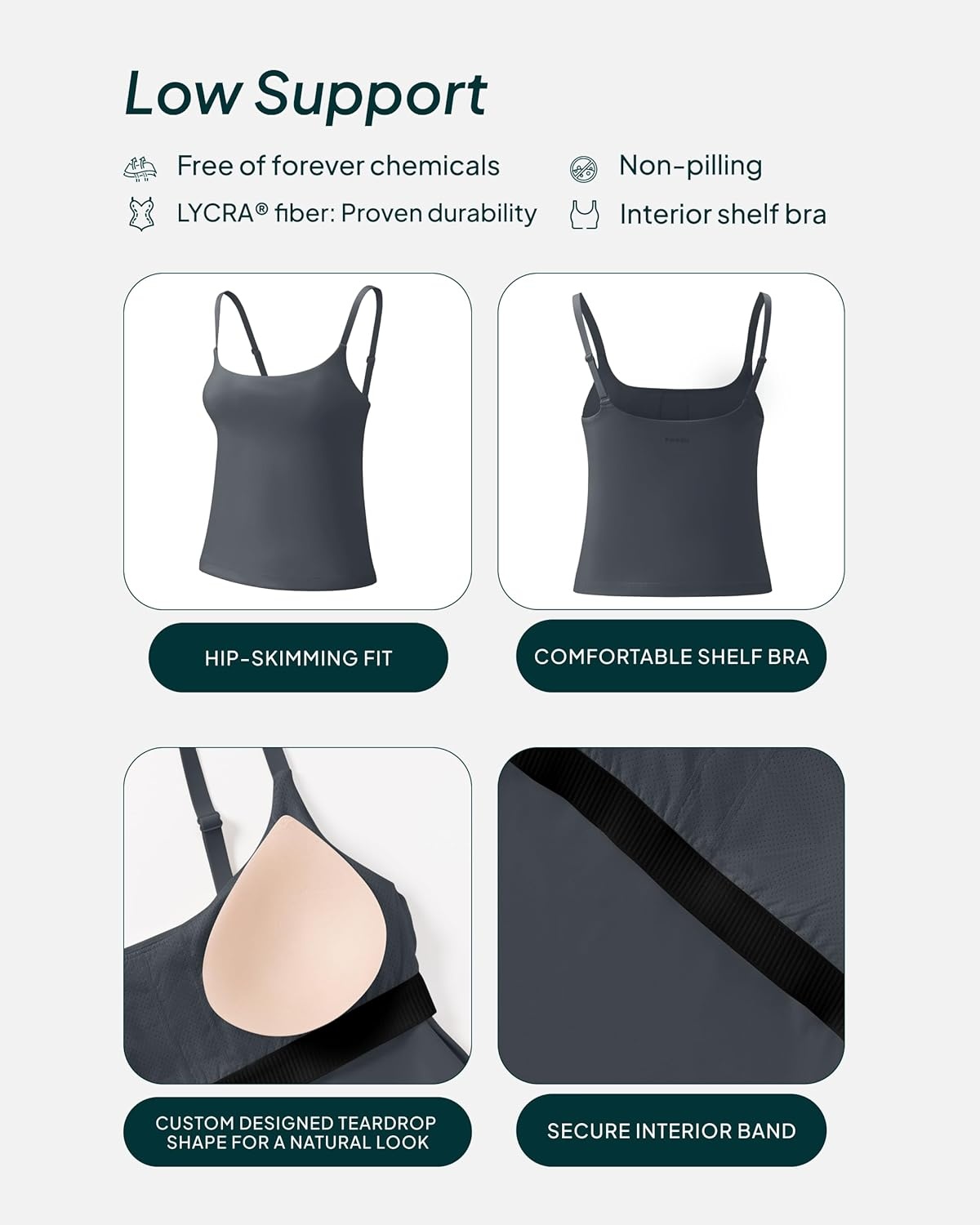 image:imagePAVOI ACTIVE Yoga Tank Top with Built in Bra for Women Medium Support Shelf Bra Soft Workout Camisole Tops FlexFlowThunder