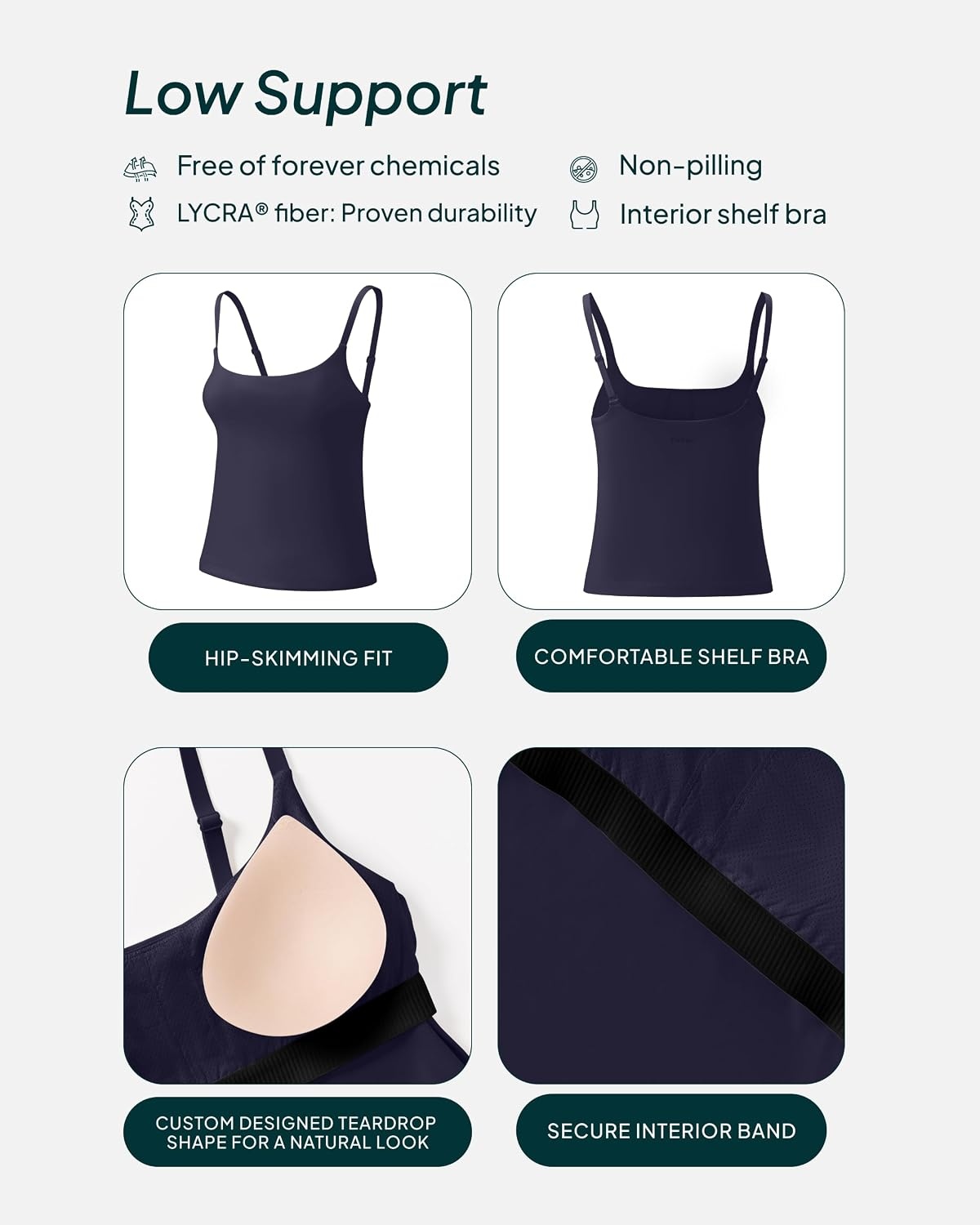 image:imagePAVOI ACTIVE Yoga Tank Top with Built in Bra for Women Medium Support Shelf Bra Soft Workout Camisole Tops FlexFlowTwilight