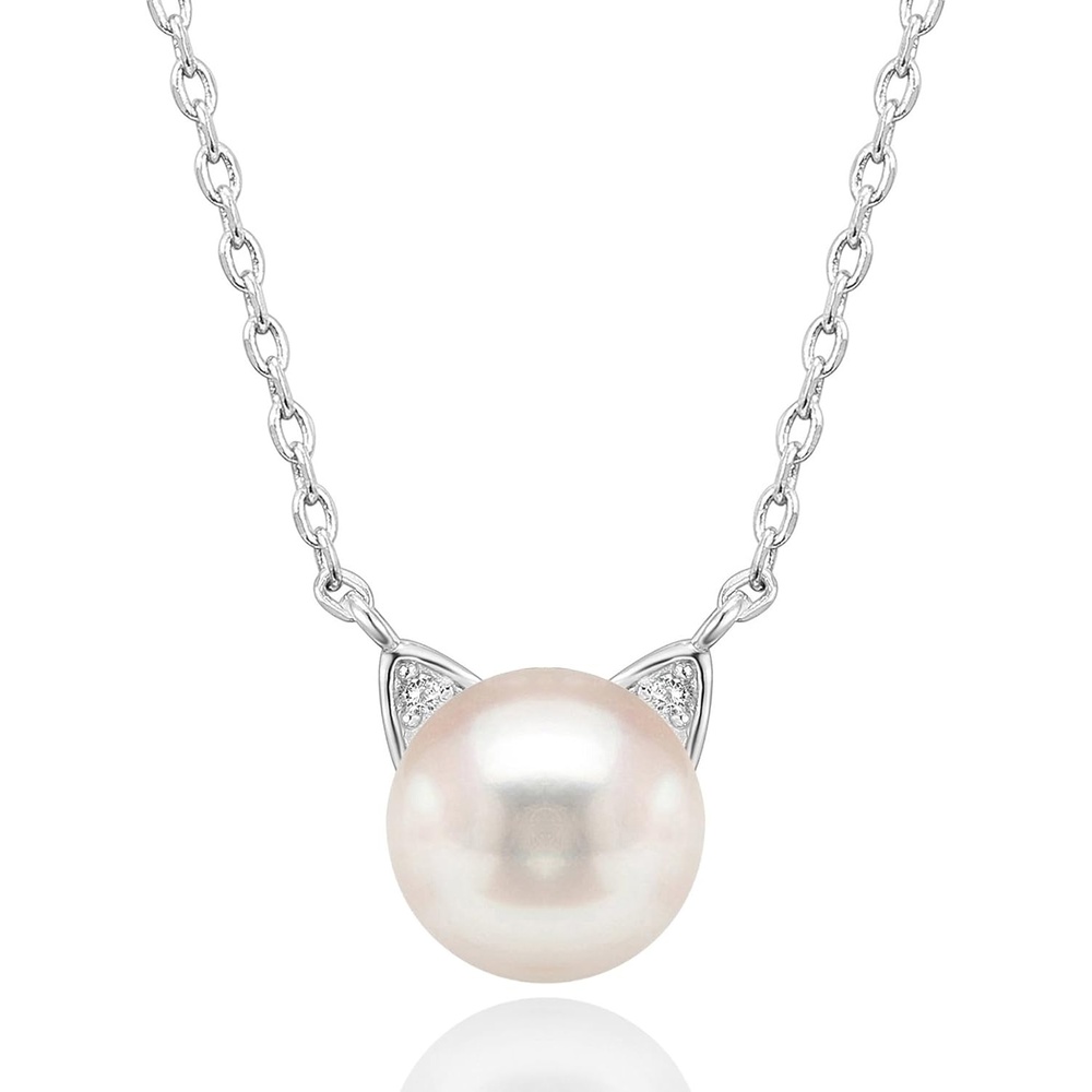 image:imagePAVOI 14K Gold Plated 925 Sterling Silver AAA Freshwater Cultured Pearl Cat Pearl PendantWhite Gold