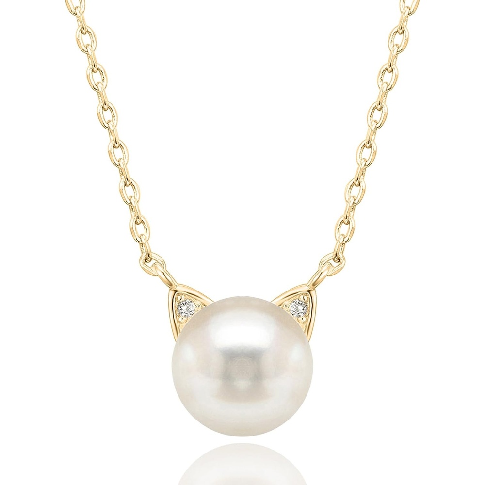 image:imagePAVOI 14K Gold Plated 925 Sterling Silver AAA Freshwater Cultured Pearl Cat Pearl PendantYellow Gold