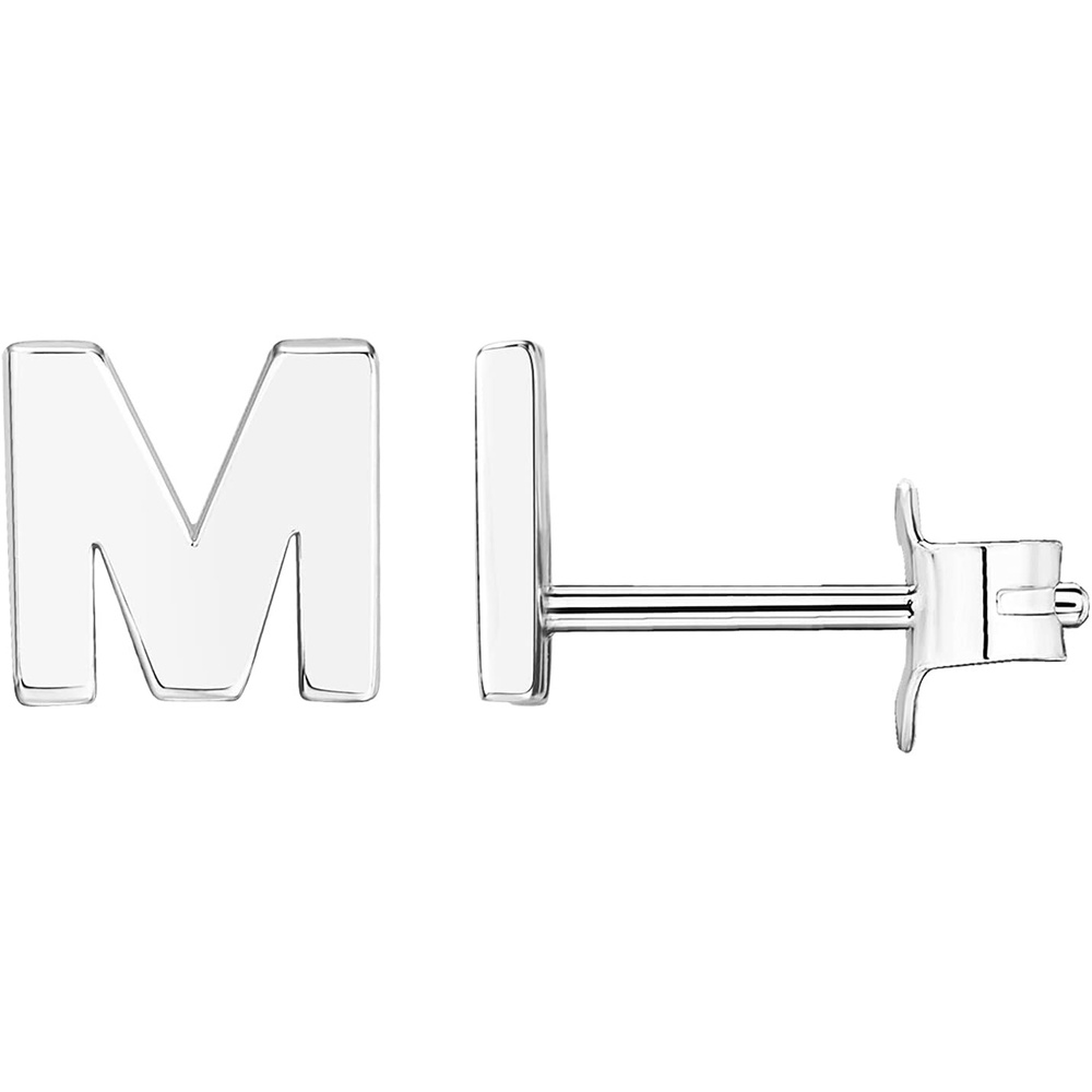 image:imagePAVOI 14K Gold Plated 925 Sterling Silver Alphabet Letter Earrings Personalized Initial Earrings M