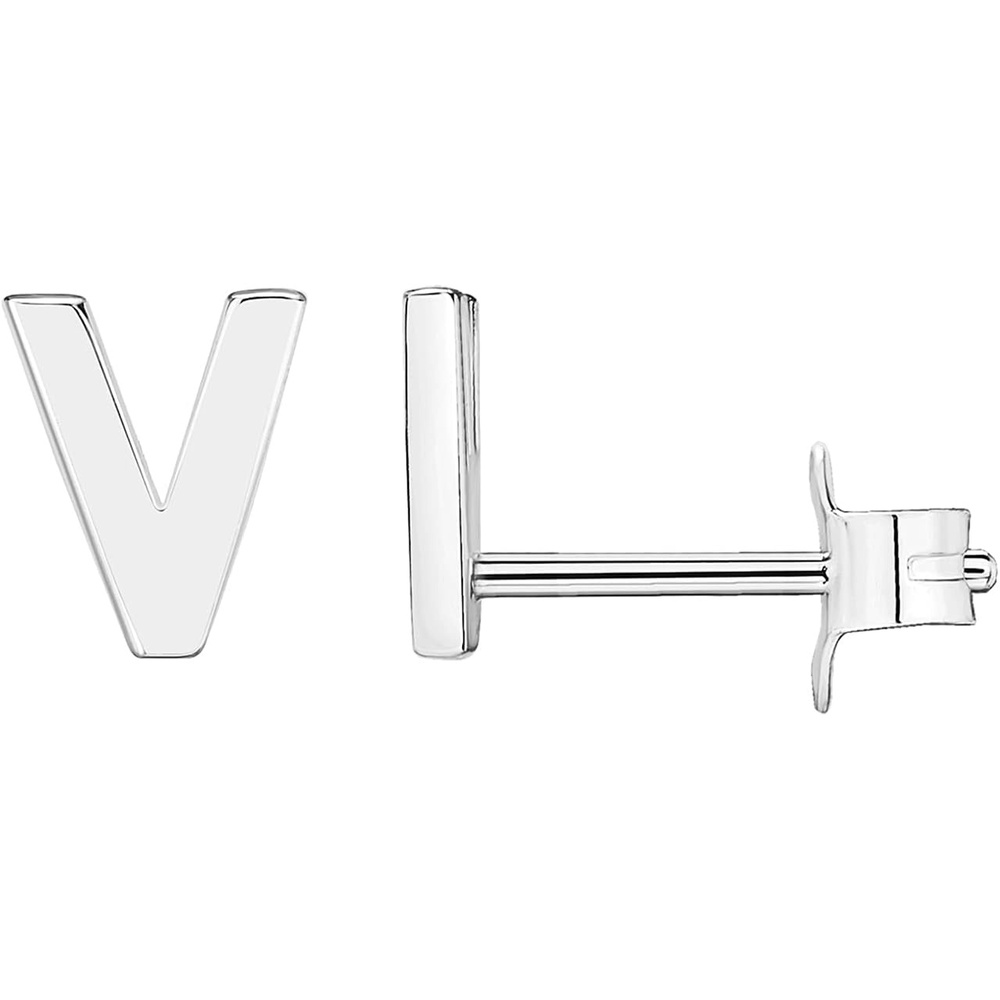 image:imagePAVOI 14K Gold Plated 925 Sterling Silver Alphabet Letter Earrings Personalized Initial Earrings V