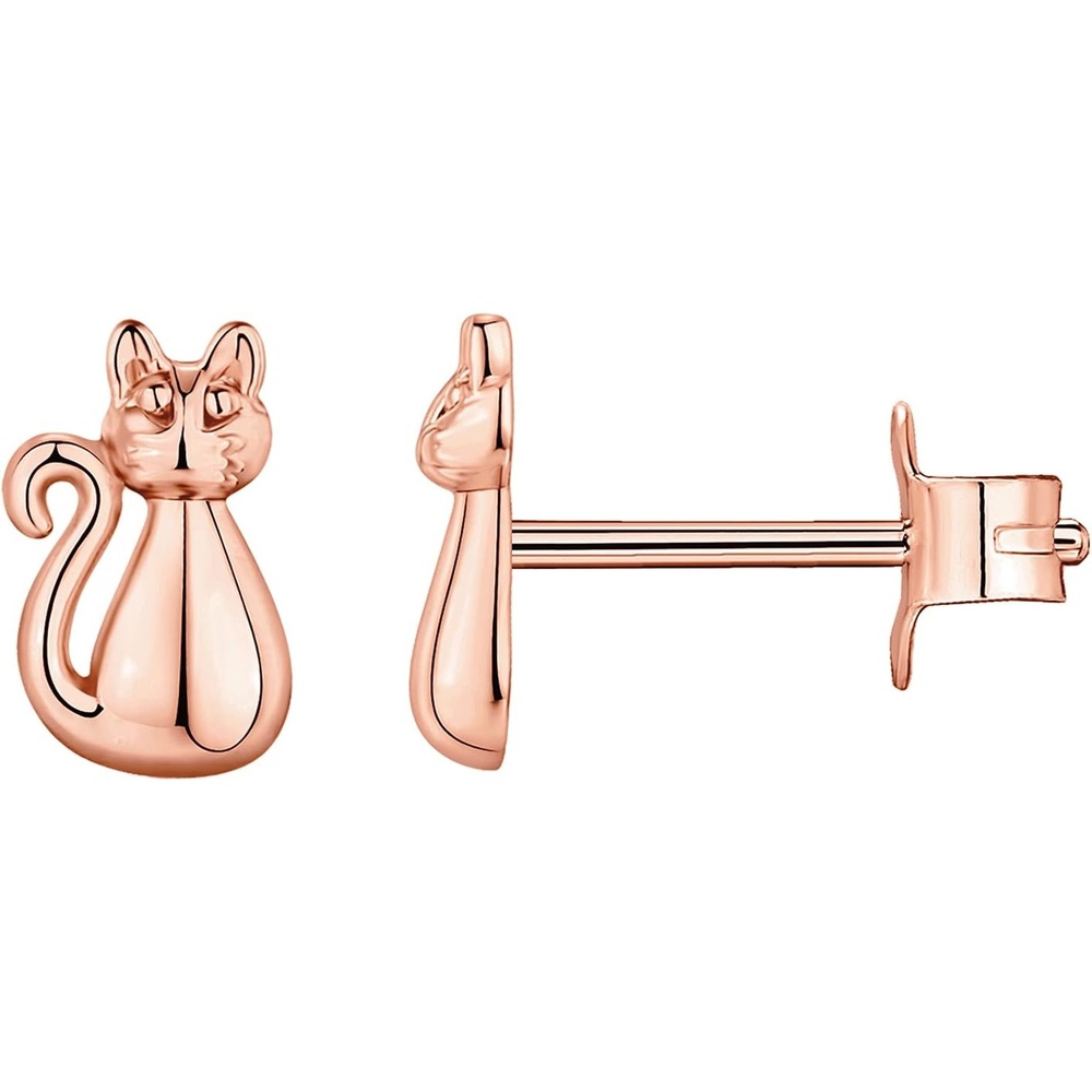 image:imagePAVOI 14K Gold Plated 925 Sterling Silver Bar Dot Heart Triangle Star Cat  Dainty Earrings for Women  Valentines Day Trendy JewelryRose Gold