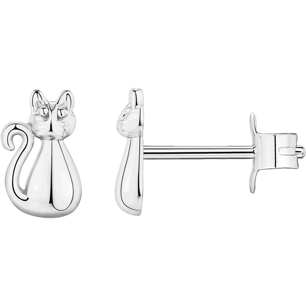 image:imagePAVOI 14K Gold Plated 925 Sterling Silver Bar Dot Heart Triangle Star Cat Dainty Earrings for Women Valentines Day Trendy JewelryWhite Gold