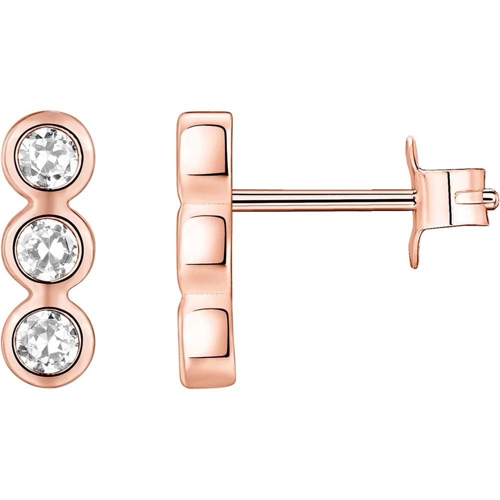 image:imagePAVOI 14K Gold Plated 925 Sterling Silver CZ Simulated Diamond Earrings Dainty Geometric Shape Mini Bar Stud Earrings for WomenRose Gold