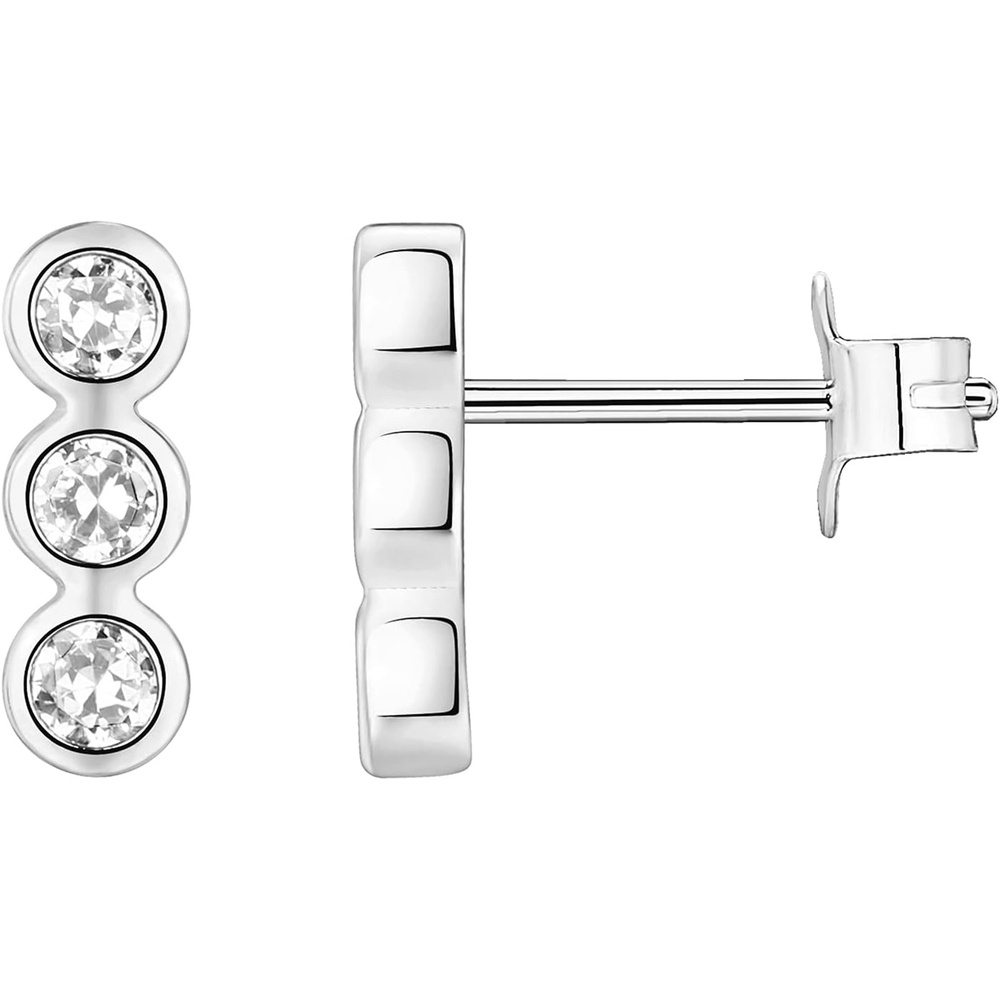 image:imagePAVOI 14K Gold Plated 925 Sterling Silver CZ Simulated Diamond Earrings Dainty Geometric Shape Mini Bar Stud Earrings for WomenWhite Gold