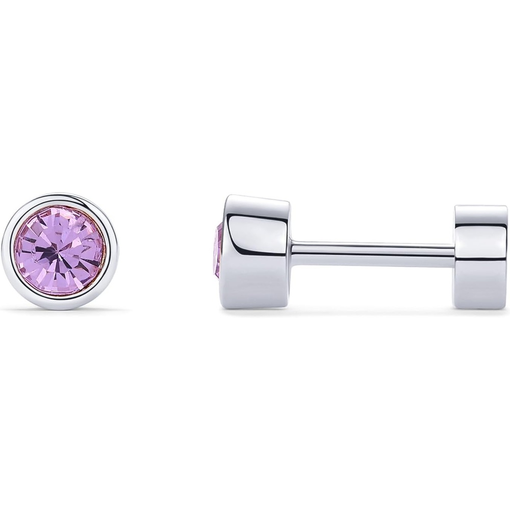 image:imagePAVOI 14K Gold Plated 925 Sterling Silver Post Colored Cubic Zirconia Flatback Earrings for Women Small Cartilage Stud Earring Helix Piercing JewelryPurple
