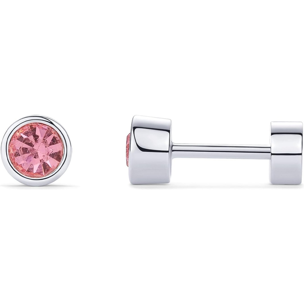 image:imagePAVOI 14K Gold Plated 925 Sterling Silver Post Colored Cubic Zirconia Flatback Earrings for Women Small Cartilage Stud Earring Helix Piercing JewelryPink