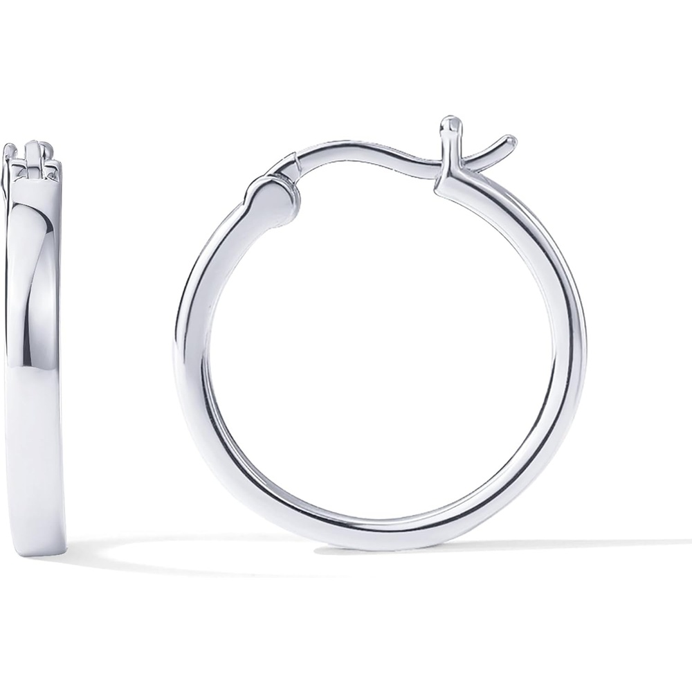 image:imagePAVOI 14K Gold Plated 925 Sterling Silver Post Lightweight Hoops 20mm 30mm Earring Gold Hoop Earrings for WomenWhite Gold