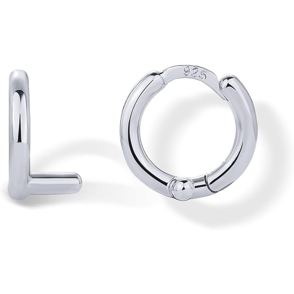 image:imagePAVOI 14K Gold Plated 925 Sterling Silver Posts Dainty Initial Huggie Earrings for Women Gold Huggie Hoop Small Initial Jewelry Trendy Alphabet Letter Earrings L