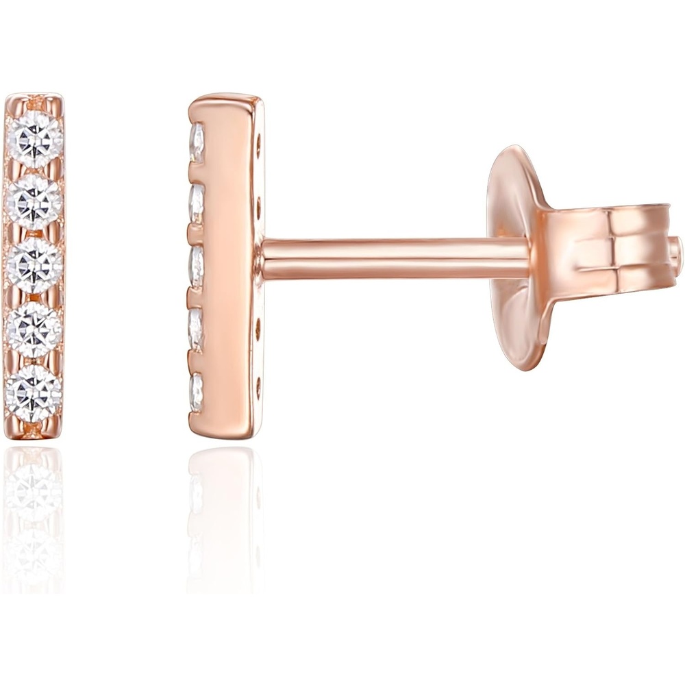 image:imagePAVOI 14K Gold Plated 925 Sterling Silver Stud Earrings for Women Dainty Geometrical Bar Triangle Heart Earrings Valentines Day Trendy JewelryRose Gold