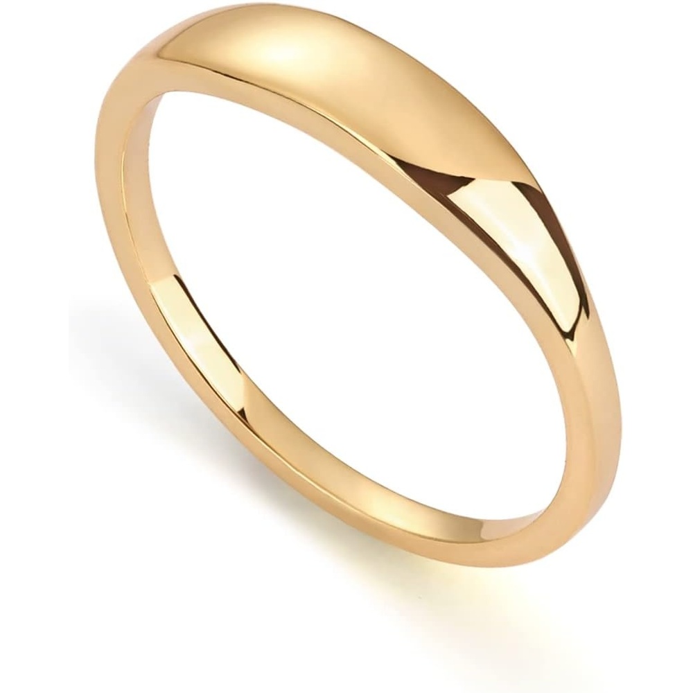 image:imagePAVOI 14K Gold Plated Chunky Signet Ring for Women  Womens Stackable BandsYellow Gold