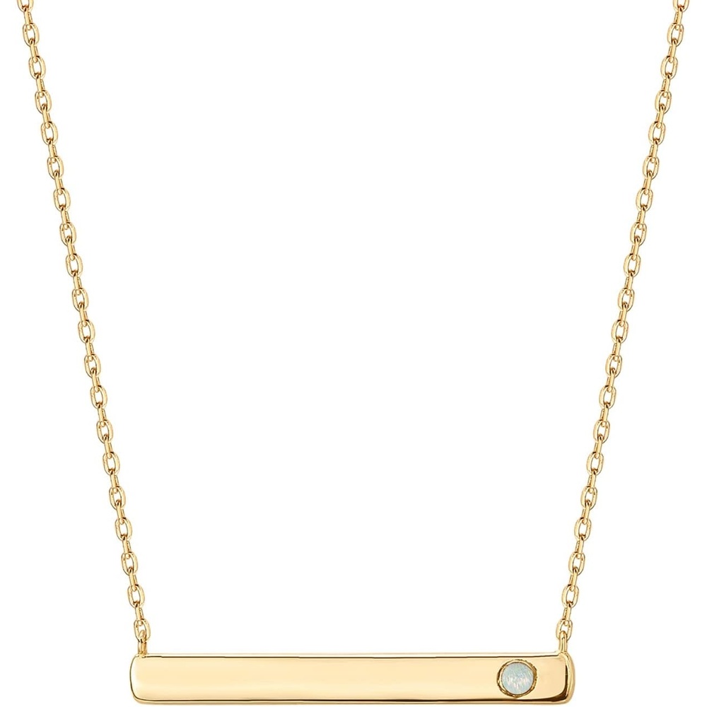 image:imagePAVOI 14K Gold Plated Crystal Birthstone Bar Necklace Dainty Necklace Gold Necklaces for WomenYellow Gold