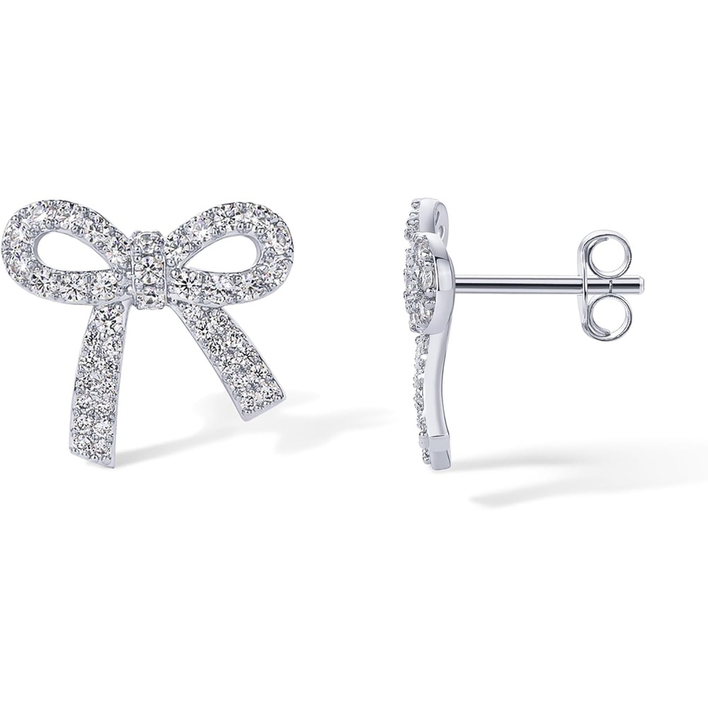 image:imagePAVOI 14K Gold Plated Cubic Zirconia Bow Stud Earrings for Women Coquette Earring PairCubic Zirconia