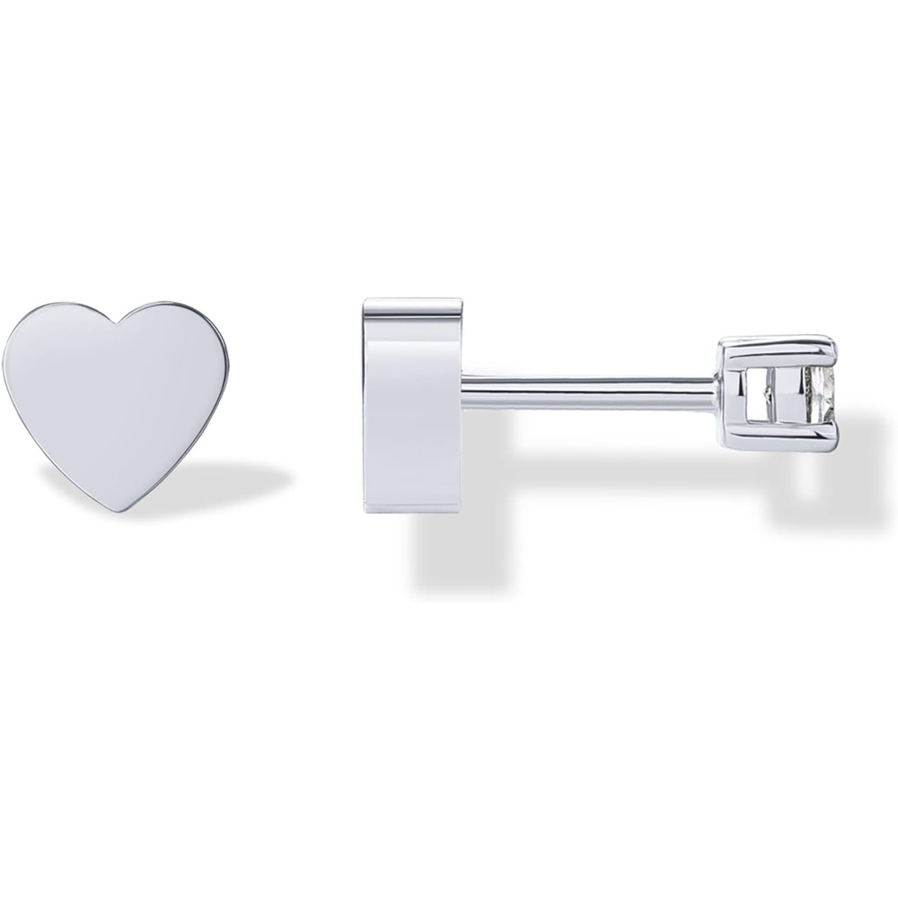 image:imagePAVOI 14K Gold Plated Double Sided Star and Heart Flat Back Stud Earrings for Women with Cubic Zirconia Celestial Earring Screw Back Pair Valentines Day Trendy JewelryHeart