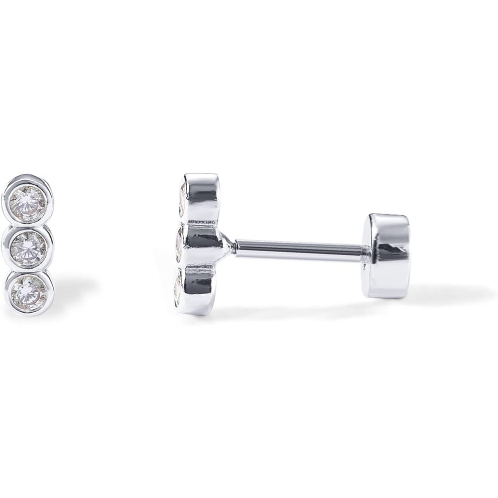image:imagePAVOI 14K Gold Plated Flat Back Earrings  Solid 925 Sterling Silver Posts  Helix Cartilage Earrings for Women  Cubic Zirconia Stud Earrings  Trending Fashion JewelryWhite Gold