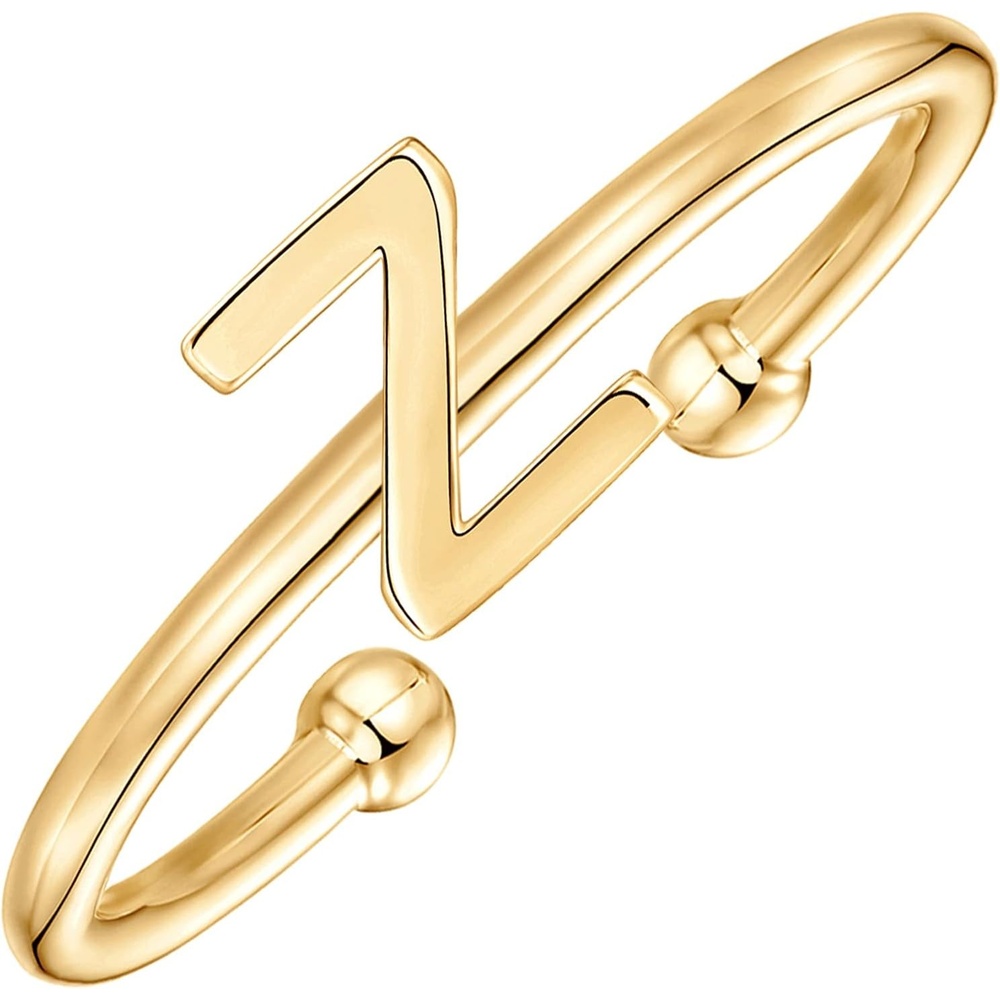 image:imagePAVOI 14K Gold Plated Initial Letter Adjustable Ring for Women  Thin Initial Band  Dainty Fashion Jewelry Gifts Z