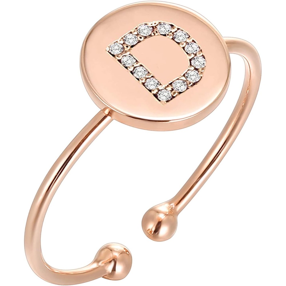 image:imagePAVOI 14K Gold Plated Initial Ring Stackable Rings for Women Fashion Rings D