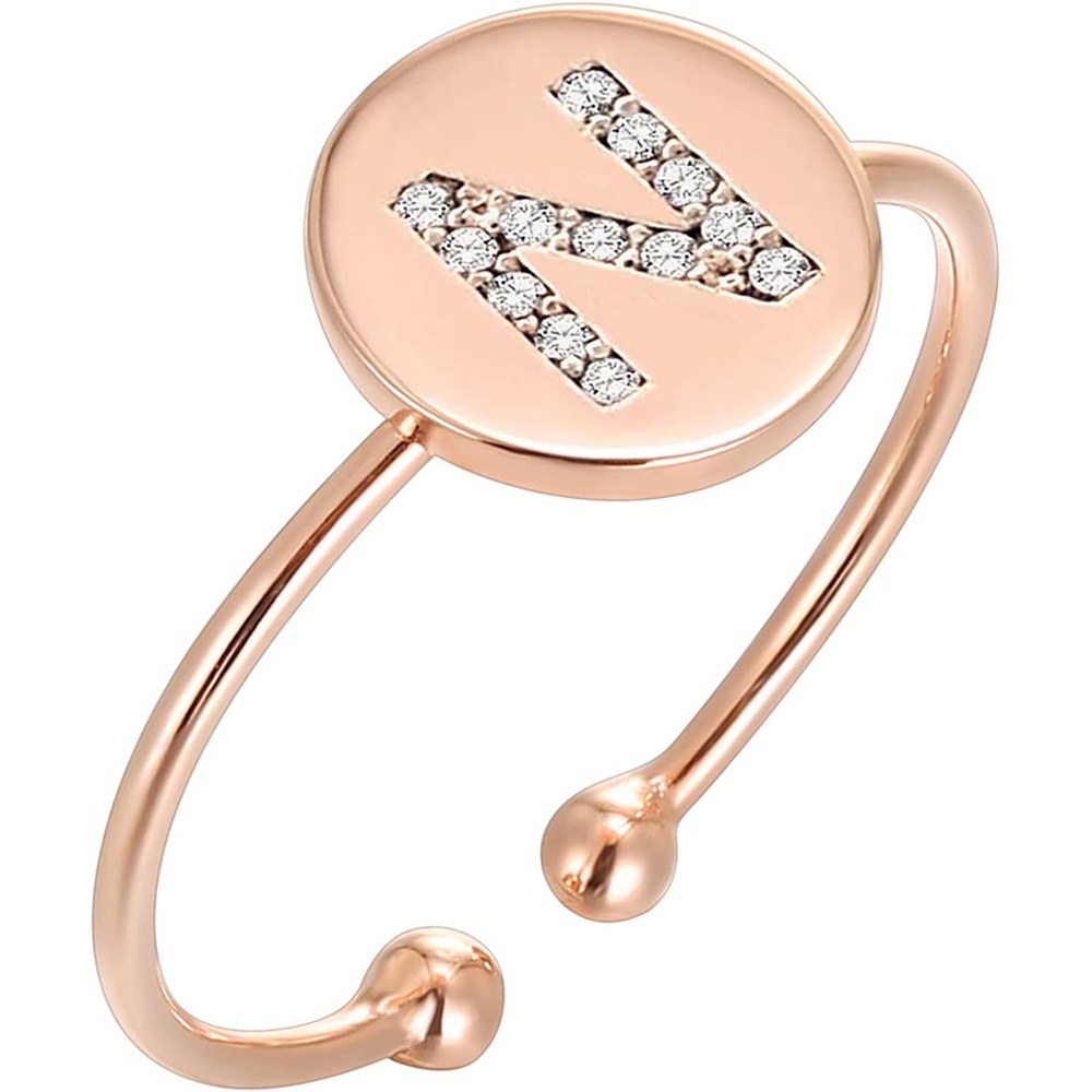image:imagePAVOI 14K Gold Plated Initial Ring Stackable Rings for Women Fashion Rings N
