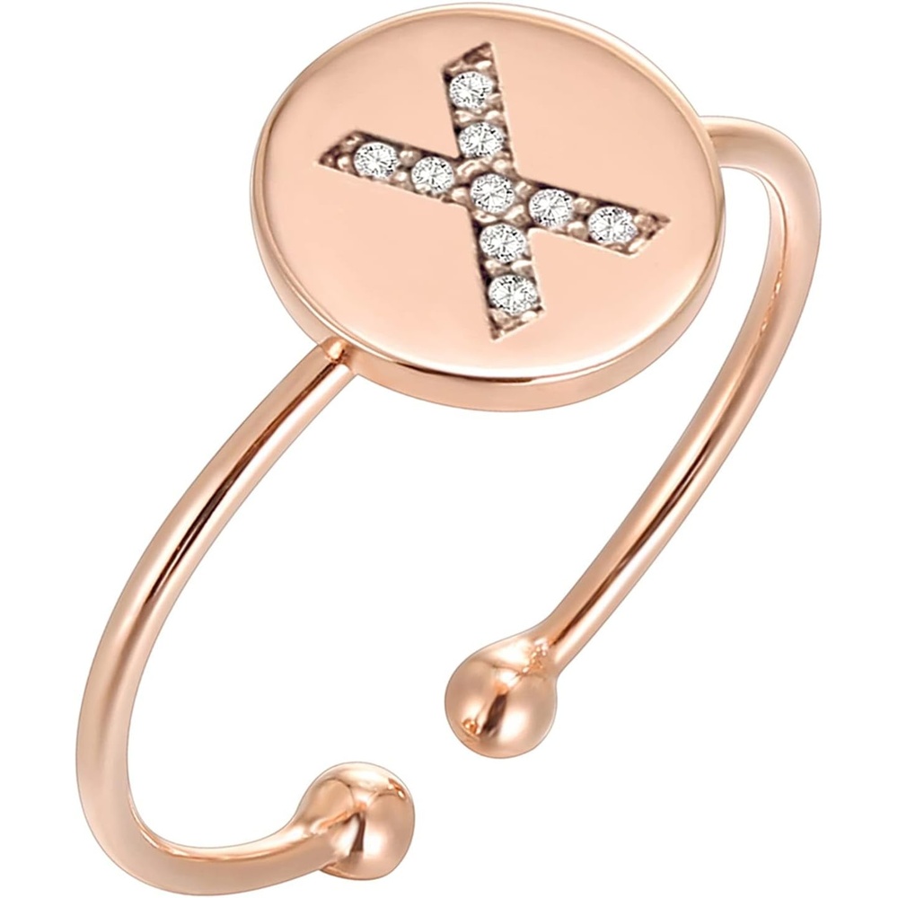 image:imagePAVOI 14K Gold Plated Initial Ring Stackable Rings for Women Fashion Rings X