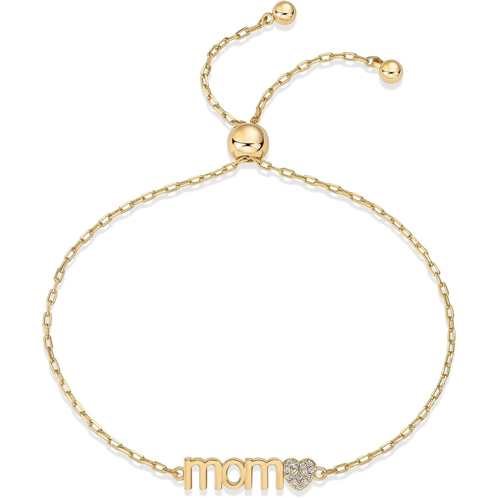 image:imagePAVOI 14K Gold Plated Mom Bracelet for Women Dainty Bracelet Gift for Moms with Cubic Zirconia AccentYellow Gold