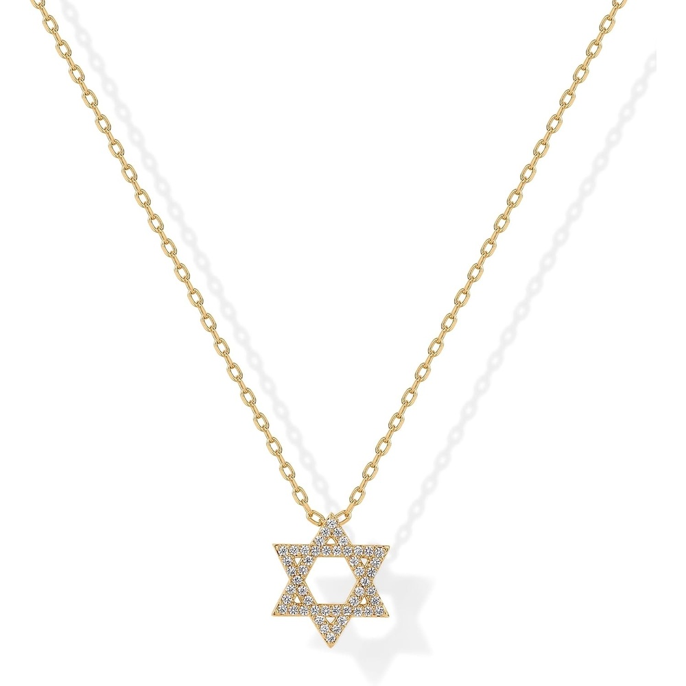 image:imagePAVOI 14K Gold Plated Star of David Pendant Necklace for Women  Cubic Zirconia Dainty Religious Jewish JewelryYellow Gold