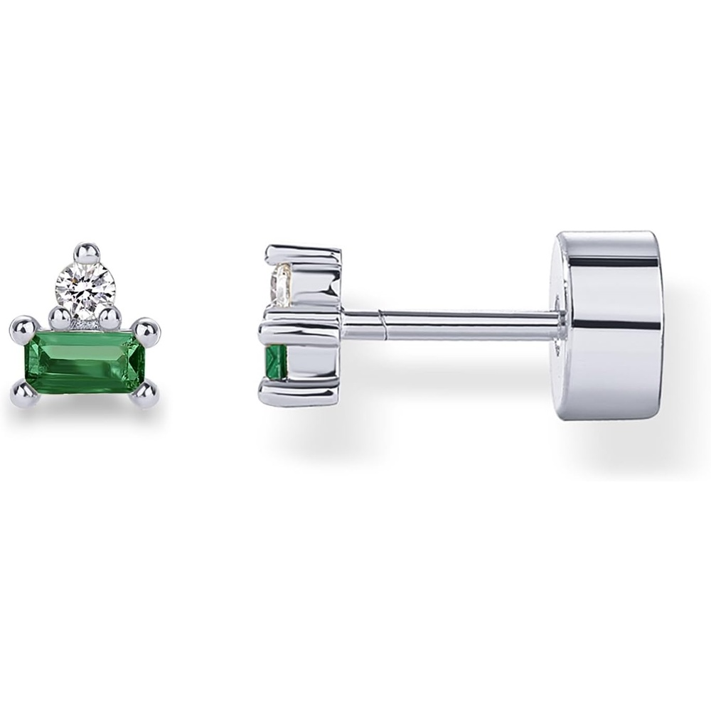 image:imagePAVOI 14K Gold Plated Sterling Silver Posts Colored Birthstone Flatback Stud Earrings for Women  Gemstone Cubic Zirconia Screwback Earrings  Dainty Helix Cartilage Piercing JewelryMay  Emerald