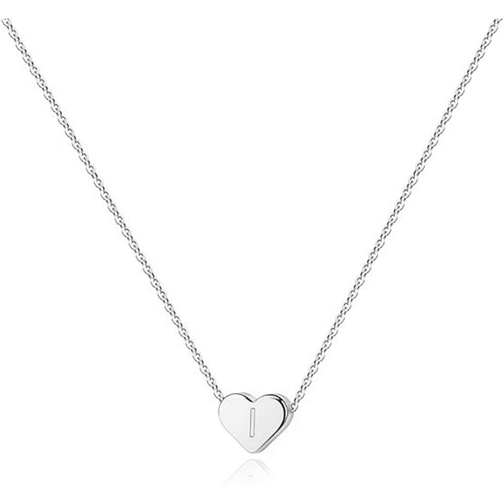image:imagePAVOI 14K Gold Plated Tiny Heart Necklace  Dainty Necklace for Women  Personalized Letter Heart Choker  Adjustable Slider I