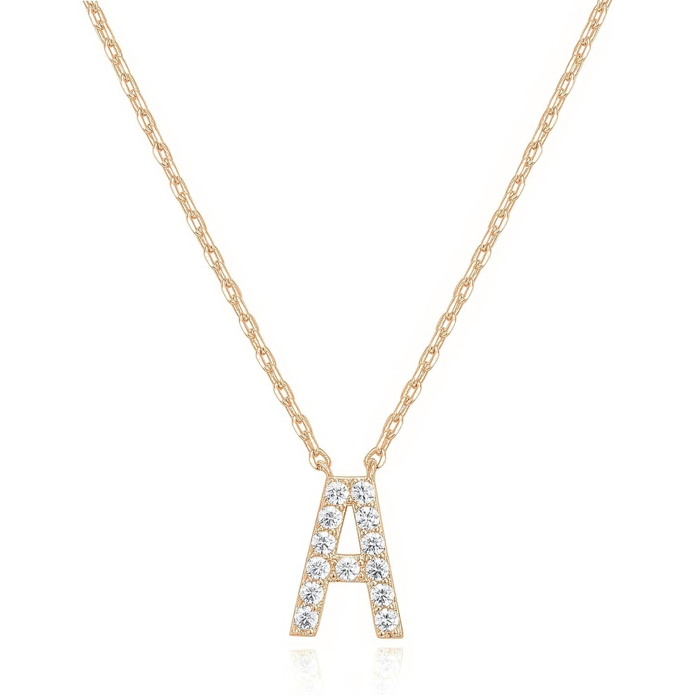 image:imagePAVOI 14K White Gold Plated Cubic Zirconia Initial Necklace  Letter Dainty Necklaces for Women A