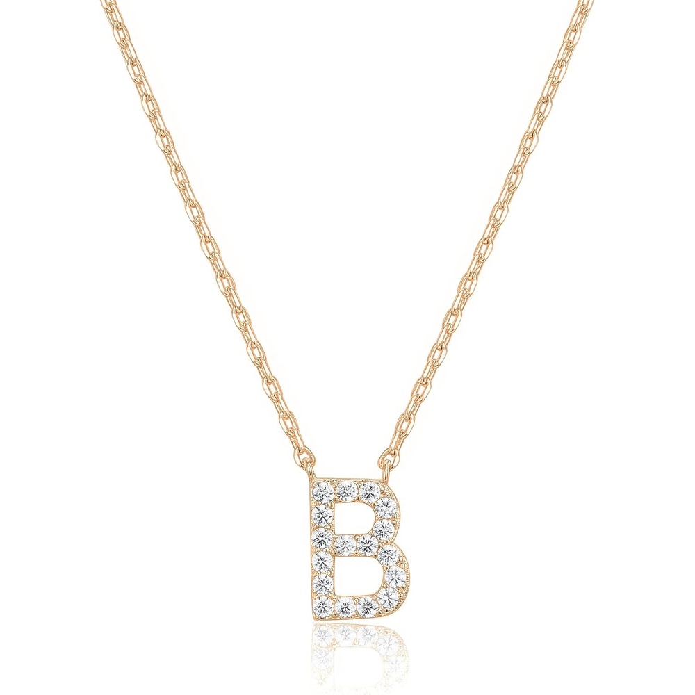 image:imagePAVOI 14K White Gold Plated Cubic Zirconia Initial Necklace  Letter Dainty Necklaces for Women B