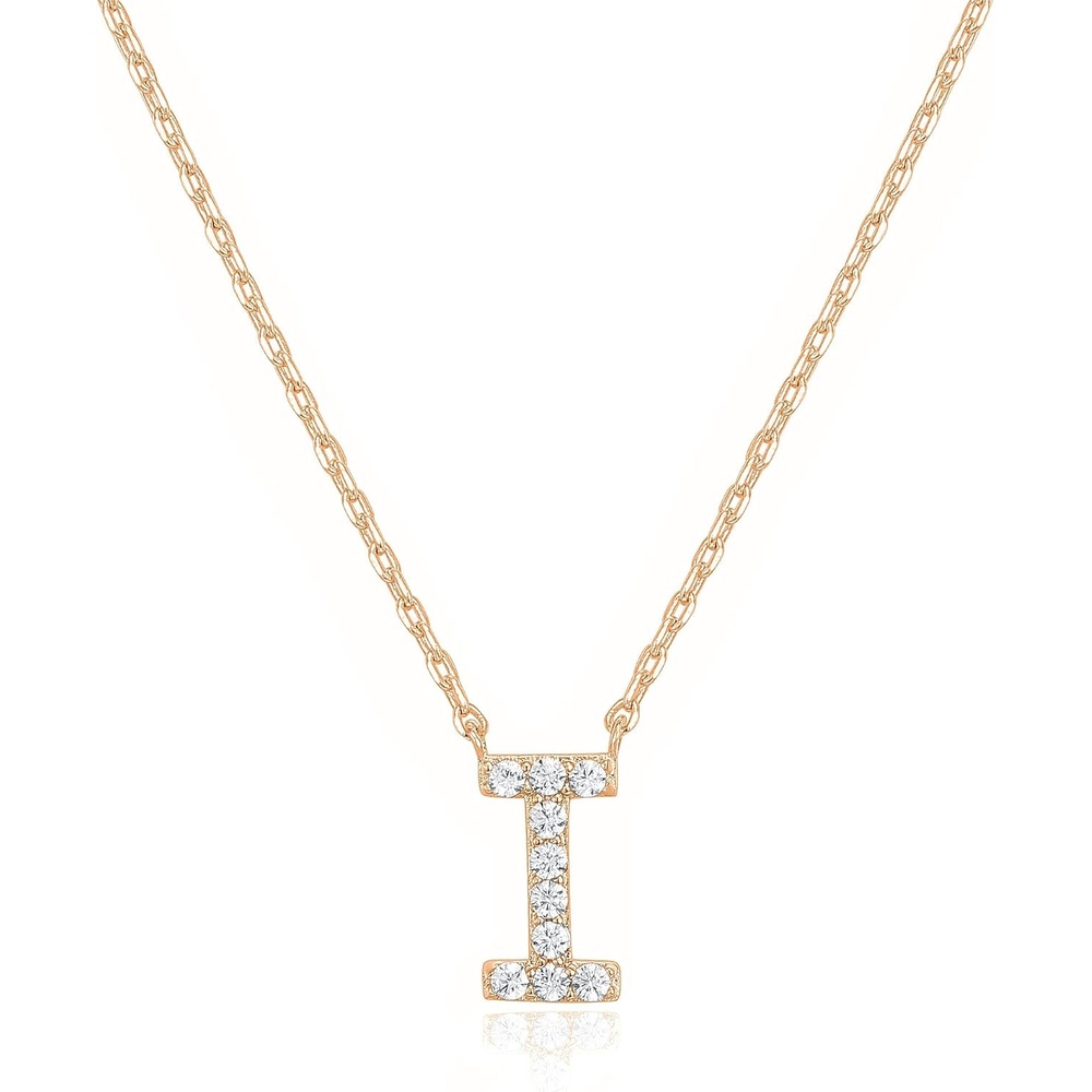 image:imagePAVOI 14K White Gold Plated Cubic Zirconia Initial Necklace  Letter Dainty Necklaces for Women I