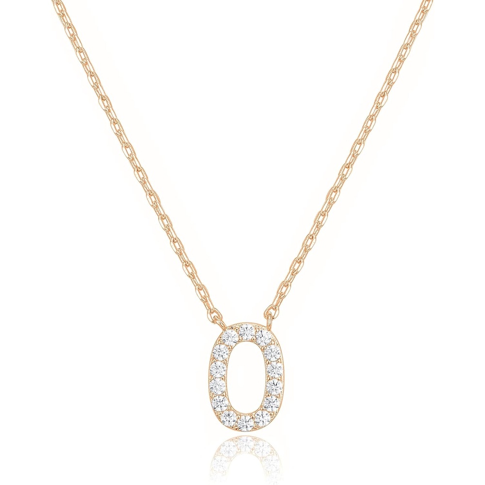 image:imagePAVOI 14K White Gold Plated Cubic Zirconia Initial Necklace  Letter Dainty Necklaces for Women O