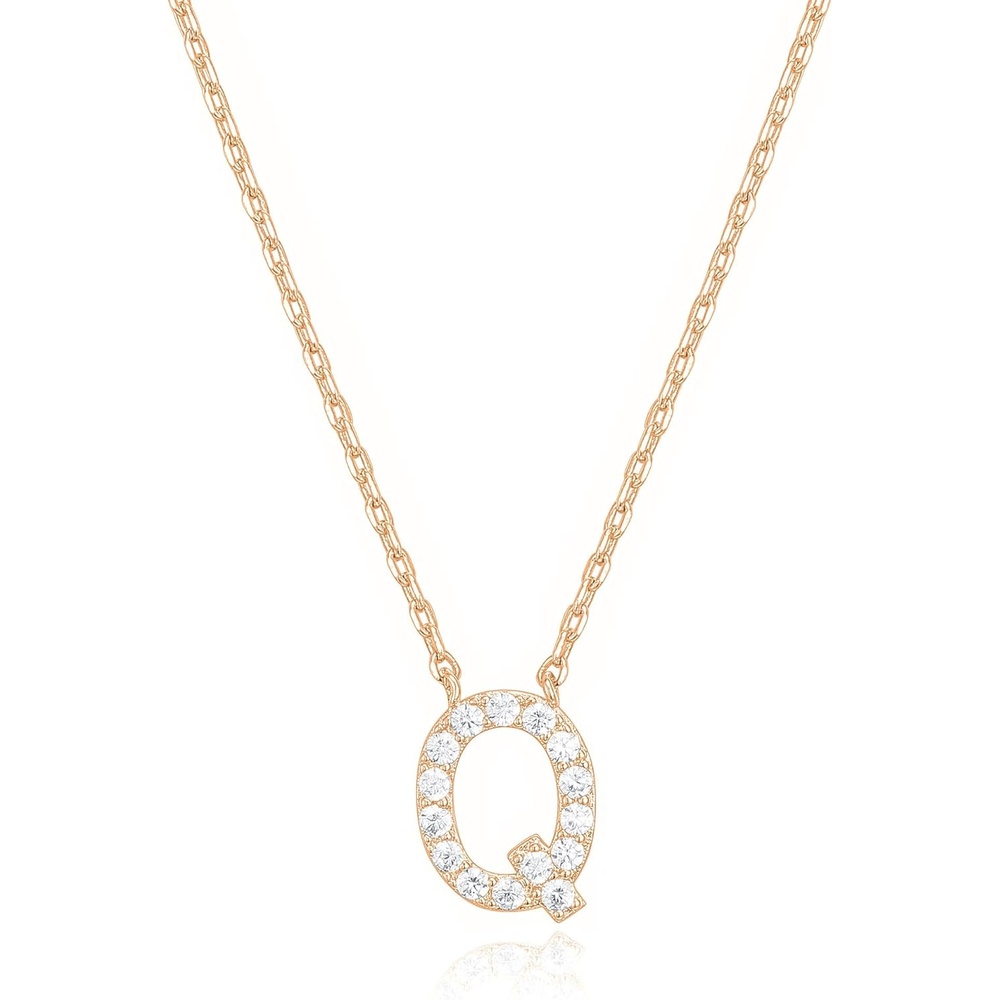 image:imagePAVOI 14K White Gold Plated Cubic Zirconia Initial Necklace  Letter Dainty Necklaces for Women Q