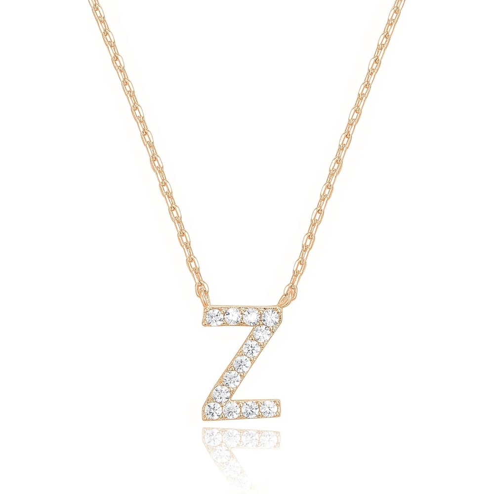 image:imagePAVOI 14K White Gold Plated Cubic Zirconia Initial Necklace Letter Dainty Necklaces for Women Z