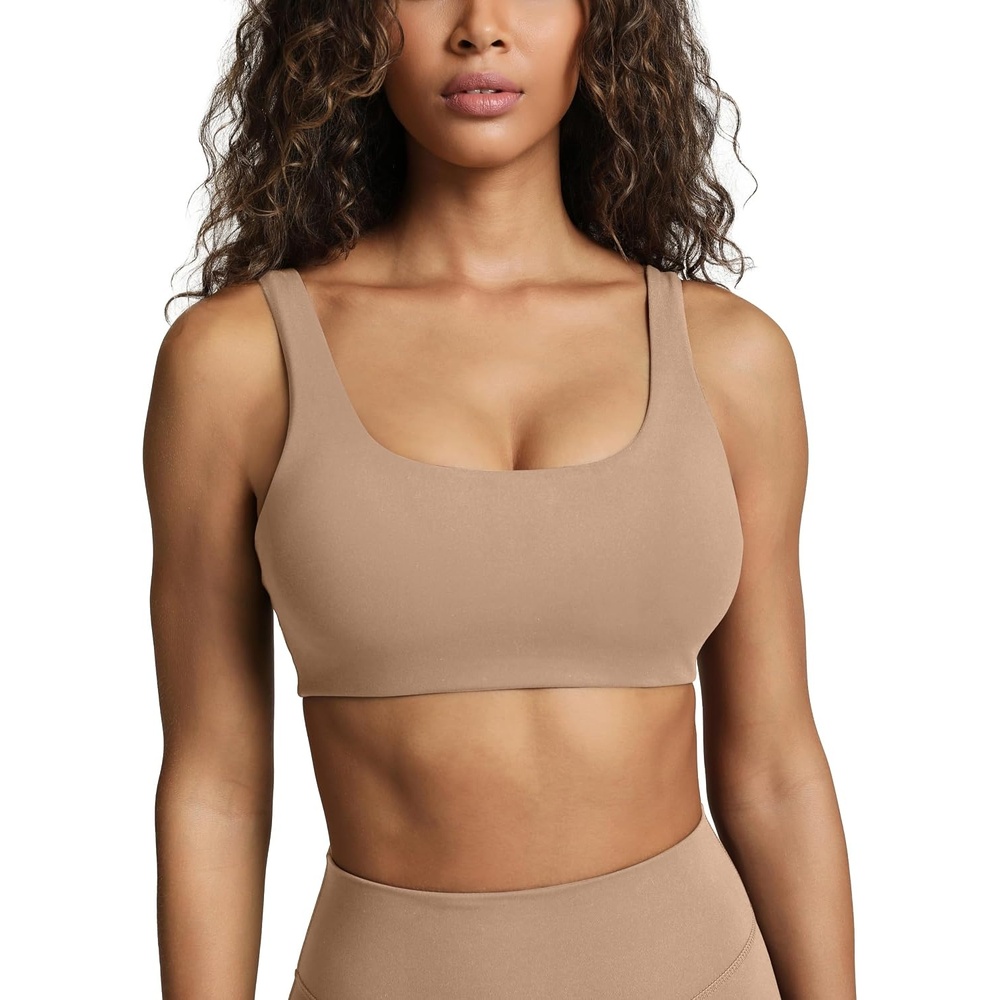 image:imagePAVOI ACTIVE Buttery Soft Sports Bras for Women High Support Low Scoop Neck U Back Padded Yoga Gym Workout Bra FlexFlowSienna