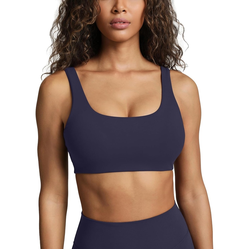 image:imagePAVOI ACTIVE Buttery Soft Sports Bras for Women High Support Low Scoop Neck U Back Padded Yoga Gym Workout Bra FlexFlowTwilight