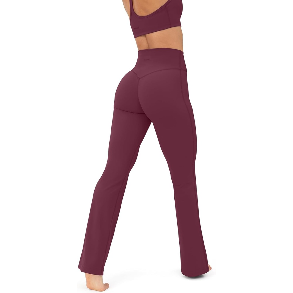 image:imagePAVOI ACTIVE High Waisted Flare Leggings for Women Buttery Soft Bell Bottom Workout Flared Wide Leg Yoga Pants FlexFlowBordeaux
