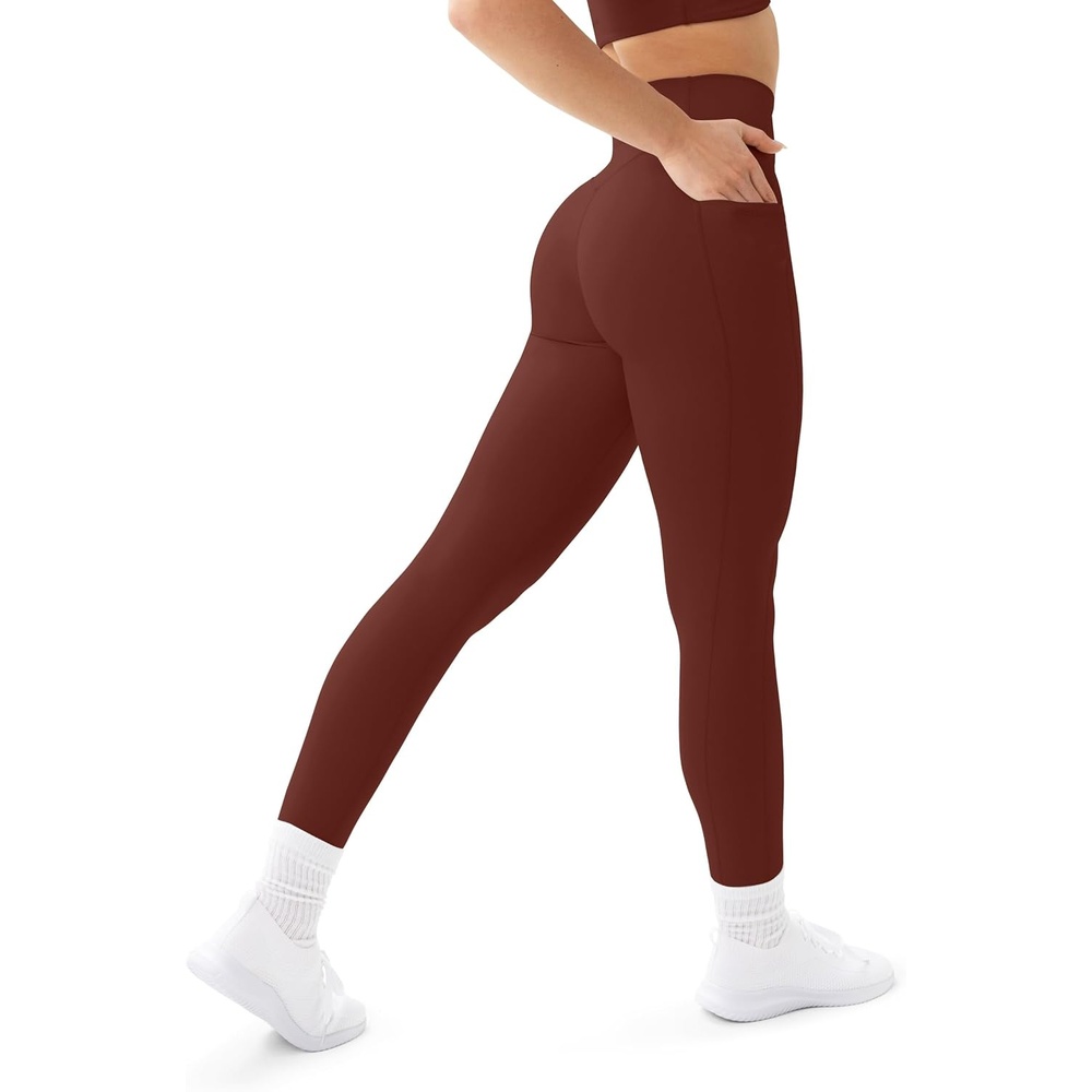 image:imagePAVOI ACTIVE Leggings with Pockets Compressive High Waisted Butt Sculpting Womens Full Length Workout Pants HiPerformChocolate