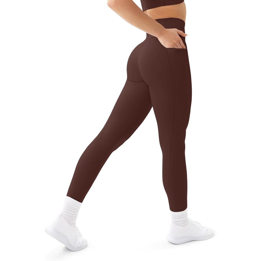 image:imagePAVOI ACTIVE Leggings with Pockets Compressive High Waisted Butt Sculpting Womens Full Length Workout Pants HiPerformCocoa