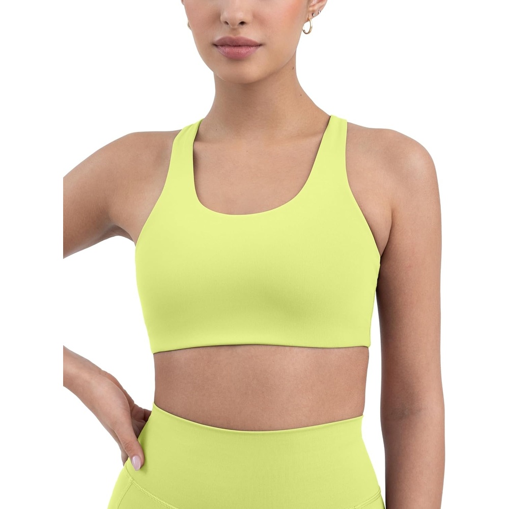 image:imagePAVOI ACTIVE Racerback Supportive Sports Bras for Women High Support Scoop Neck Gym Workout Bra Removable Pads HiPerformCitron