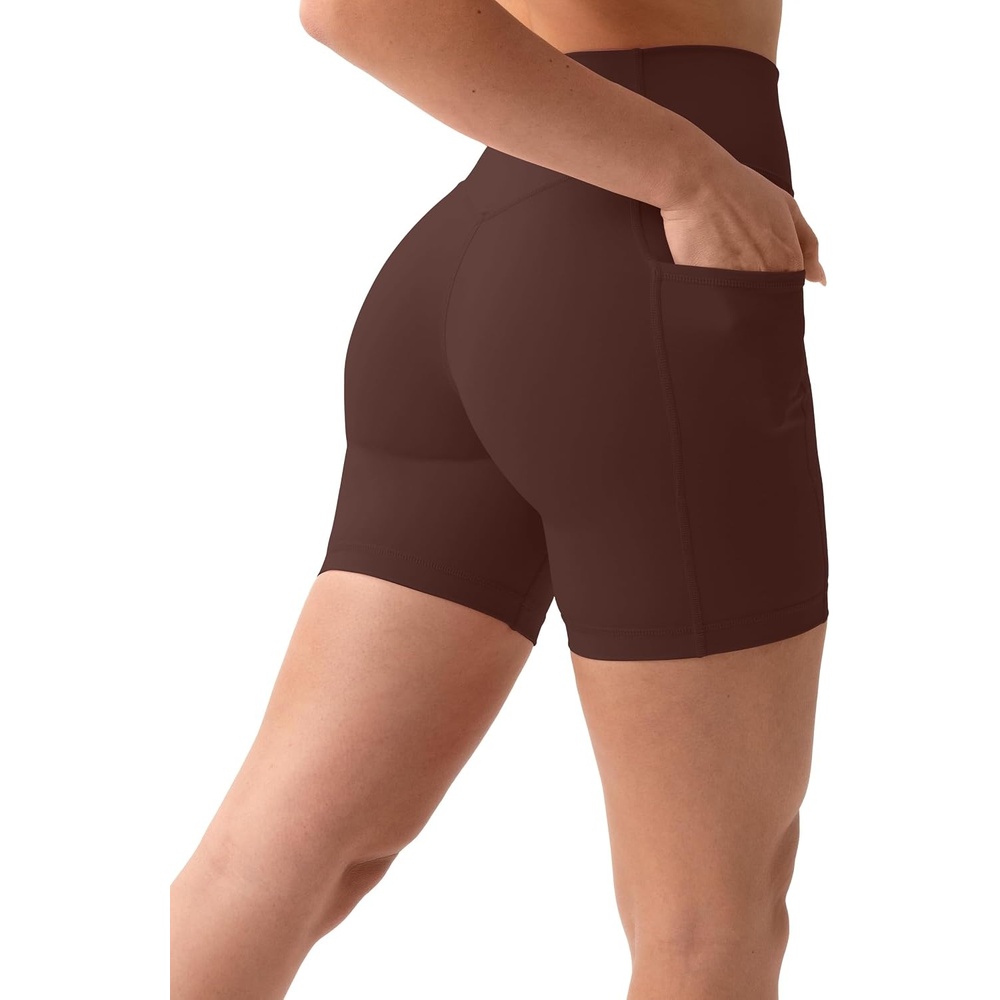 image:imagePAVOI ACTIVE Shorts with Pockets  Compressive High Waisted Butt Sculpting 4 amp 6 Womens Biker Shorts  HiPerform XXS to 3XCocoa