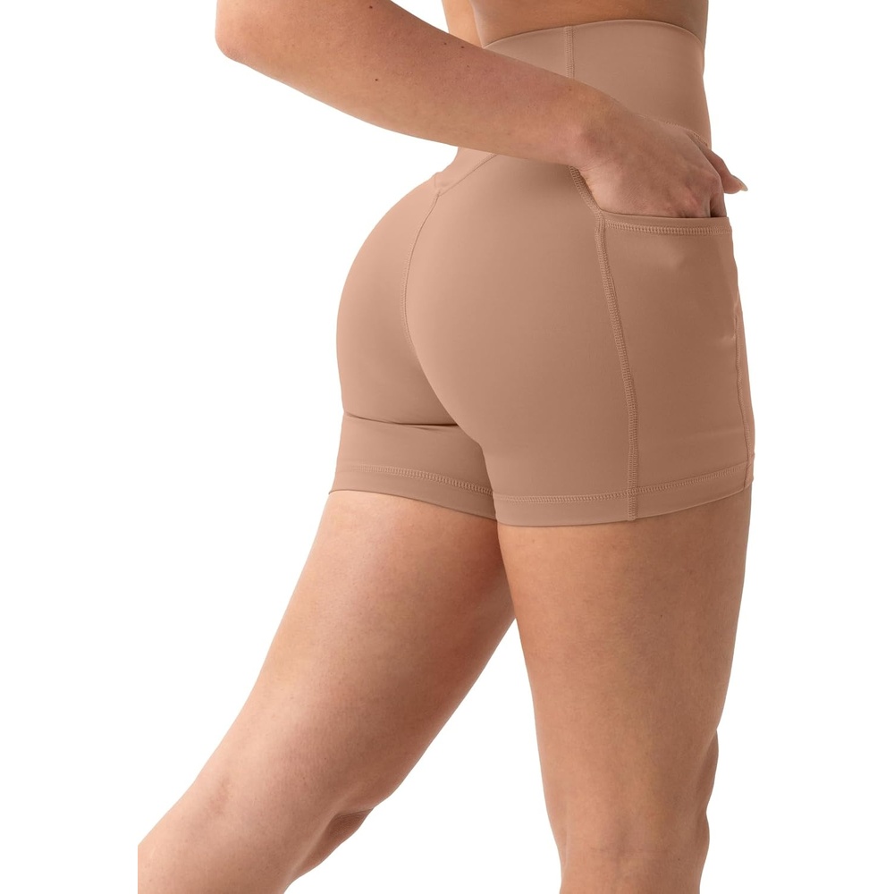 image:imagePAVOI ACTIVE Shorts with Pockets Compressive High Waisted Butt Sculpting 4 amp 6 Womens Biker Shorts HiPerform XXS to 3XSienna