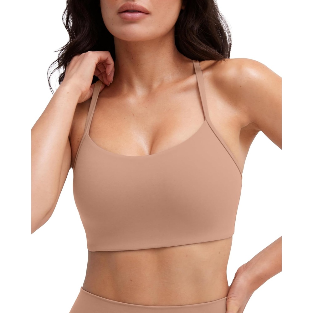 image:imagePAVOI ACTIVE Yoga Racerback Bras for Women Buttery Soft Low Support Scoop Neck YBack Thin Strap Sports Bra FlexFlow Small Sienna AC Cups
