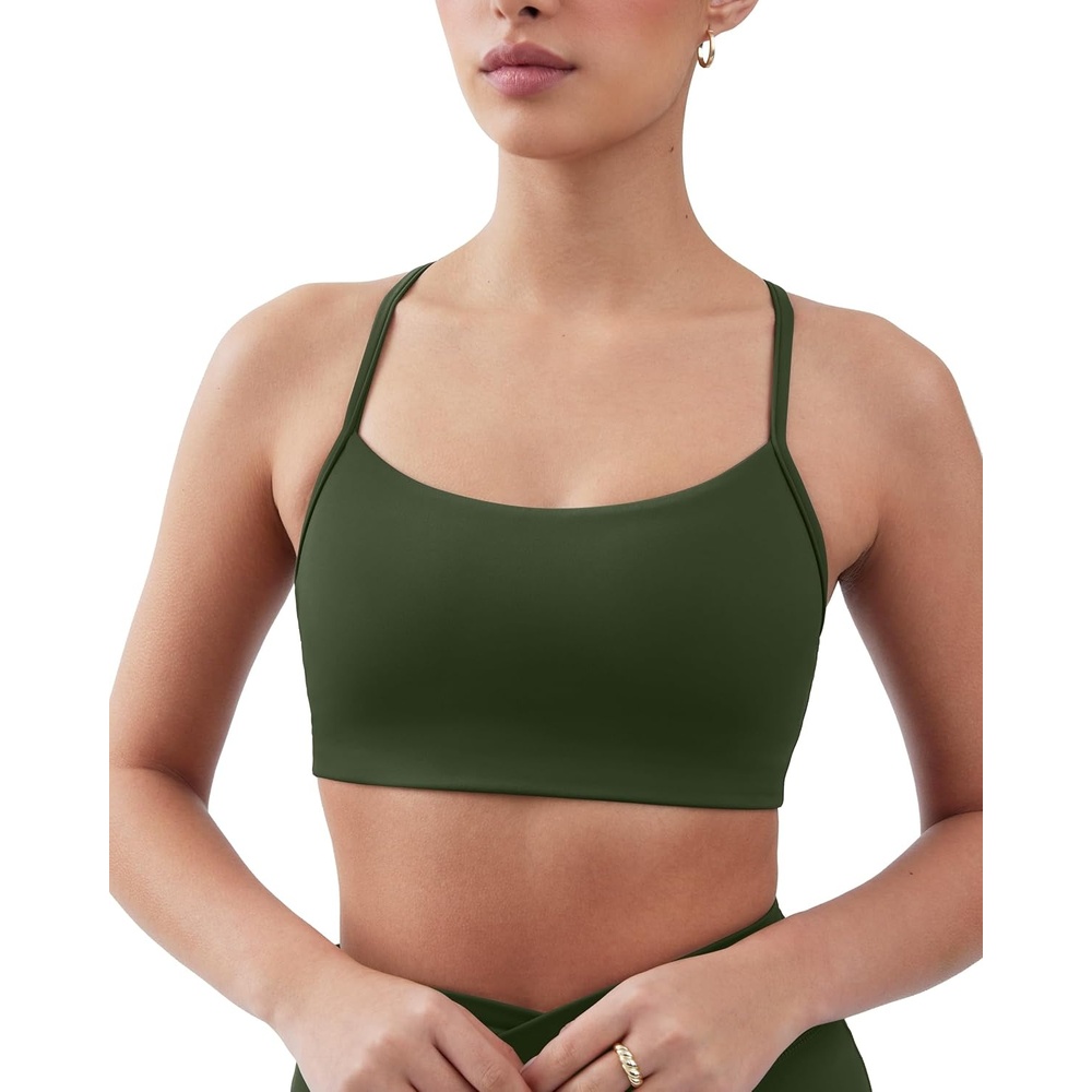 image:imagePAVOI ACTIVE Yoga Racerback Bras for Women Buttery Soft Low Support Scoop Neck YBack Thin Strap Sports Bra FlexFlowArmy