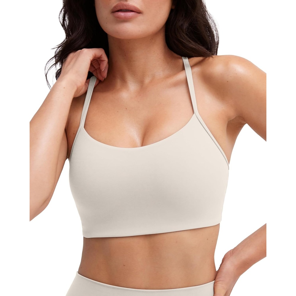 image:imagePAVOI ACTIVE Yoga Racerback Bras for Women Buttery Soft Low Support Scoop Neck YBack Thin Strap Sports Bra FlexFlowMoon