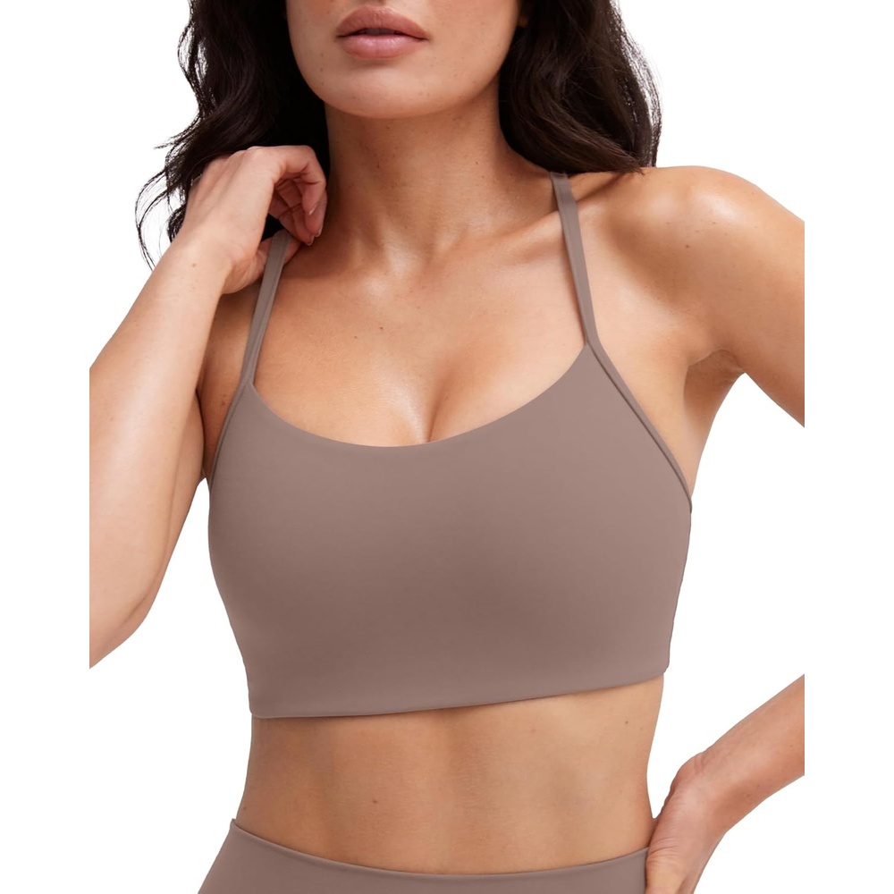 image:imagePAVOI ACTIVE Yoga Racerback Bras for Women Buttery Soft Low Support Scoop Neck YBack Thin Strap Sports Bra FlexFlowTeak