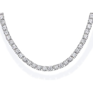 PAVOI 14K Gold Plated 3mm Simulated Diamond Tennis Necklace – Chunky Long Necklace for Women – Sizes 16″ and 18″(White Gold)