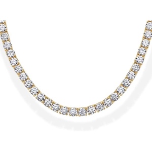 PAVOI 14K Gold Plated 3mm Simulated Diamond Tennis Necklace – Chunky Long Necklace for Women – Sizes 16″ and 18″(Yellow Gold)