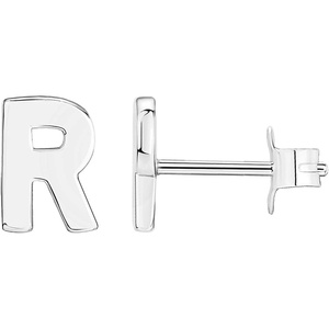 PAVOI 14K Gold Plated 925 Sterling Silver Alphabet Letter Earrings – Personalized Initial Earrings(- R)
